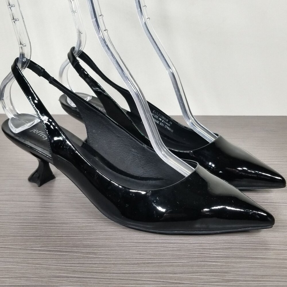 Jeffrey Campbell Talisman Slingback Pump, Black Patent Leather, Womens Size 8 M